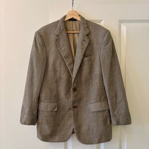 Vintage - Brooks Brothers Brown Mini Houndstooth Sport Coat Loro Piana Wool 40R